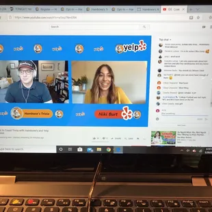 Matt Hammond "Hambone" and Yelp's Niki Burt (Indy C.M.) hosting Yelp's Coast-to-Coast Trivia Night - Yelp's Big Night In 2.0.