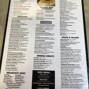 the menu for the restaurant