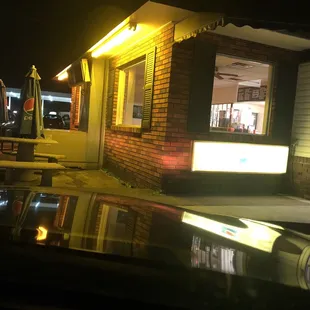 the reflection of a car's windshield