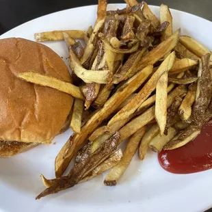 Regular onion burger with fries