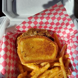 Turkey burger on Texas toast.