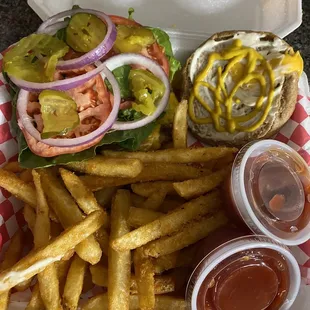 Smoked Turkey Burger and Fries