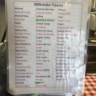 Insane milkshake list.