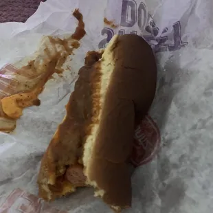 Burnt ass chilly cheese dog