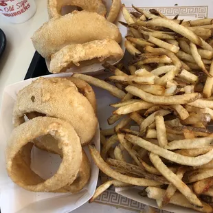 Onion rings and fries