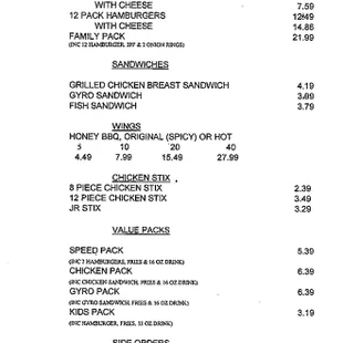 menu