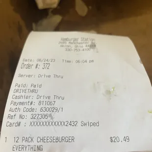 Charged for 12 CHEESEburgers, but only received 12 hamburgers