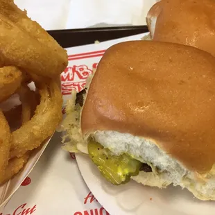 Hamburger and Onion Rings