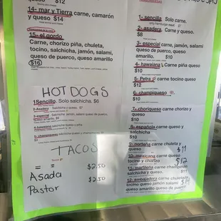 a menu for hamburgers