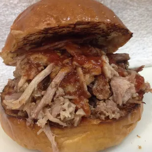 The Patrick Roy..smoked pulled pork with your choice of mustard bbq sauce, sweet bbq sauce, or Carolina vinegar bbq sauce