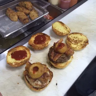 "The Hab Burger" in the making.