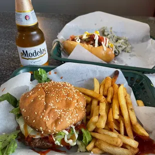 This is the smallest burger -&quot;chikis burger&quot; and the regular Mexican hotdog- delicious!!