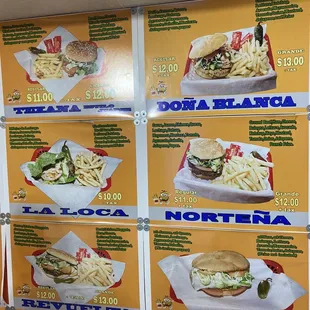 a menu for a fast food restaurant