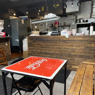 Kitchen and small seating area