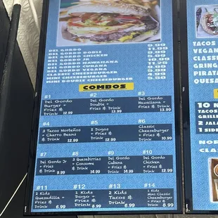 Menu prices