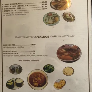 the menu for the restaurant