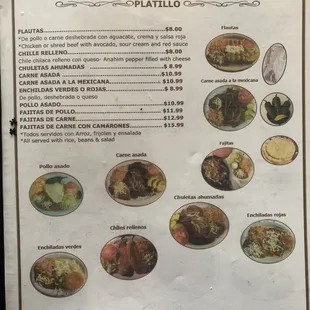 a menu for a restaurant