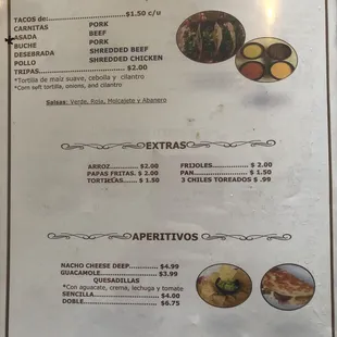 the menu