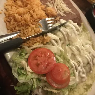 Enchiladas verde with beef