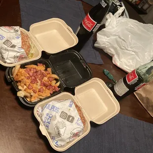 Hamburger styled uruapan and loaded fries