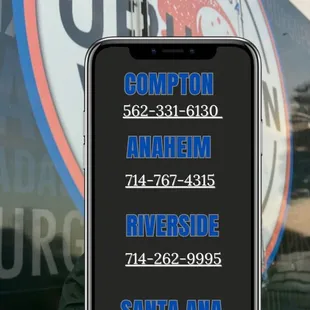 Locations and phone numbers