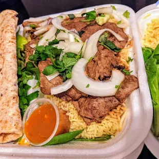 Tender beef steak entree