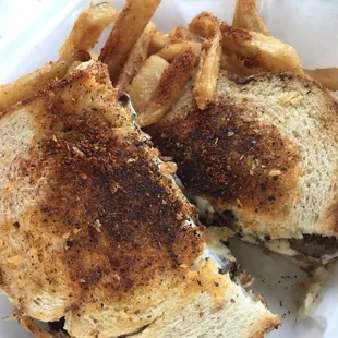 Steak melt and cajun fries, only sold at the Dearborn Heights location!