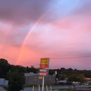 a rainbow in the sky