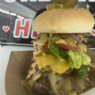 Food from Burger 12-27 the full time food truck at Hamilton's Urban Backyard.