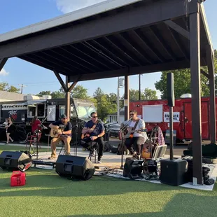 a group of people playing music