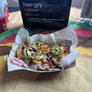 Pimento loaded potato skins from Burger 12-27 the full time food truck at Hamilton's Urban Backyard