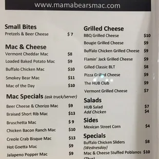 Food truck menu.
