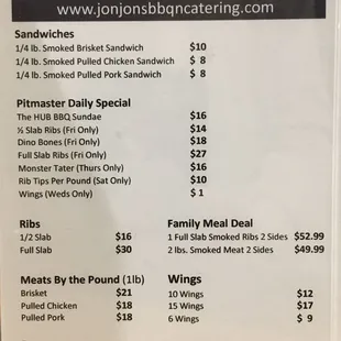 Food truck menu.