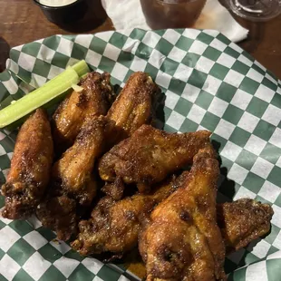 Food : Honey old bay wings , fried hard   Drink: crown Apple and coke