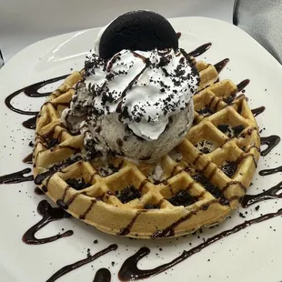 Belgian Waffle Oreo Sundae