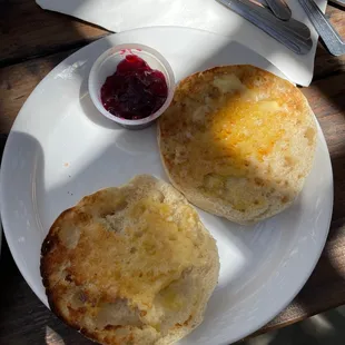 English muffin with homemade berry jam