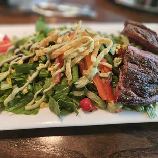 Southwest salad with flat iron steak