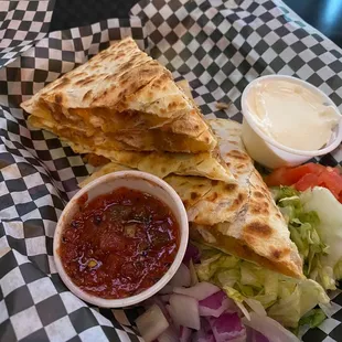 Cheese quesadilla - add crispy chicken
