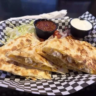 Four Cheese Quesadilla with Crispy Chicken
