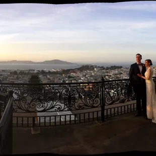 Panoramic view from the balcony, after a wedding ceremony.