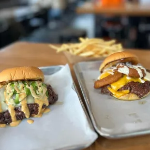 Spicy Smash and the CaliBama Q with Shoestring Fries.