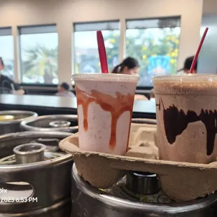 Good Ole shakes.    Strawberry and chocolate.