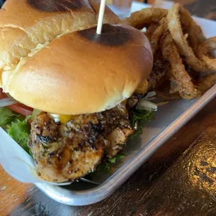 Grilled Chicken Sandwich and fries