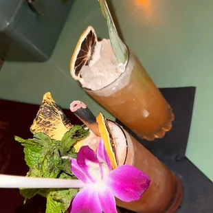 two cocktails on a table