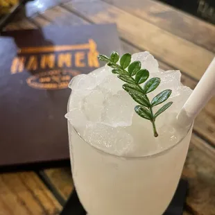 Headwinds (gin, rum, coconut, Thai lime topped with edible Kinome leaf) - this was yummy!