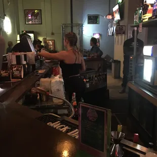 a woman at the bar