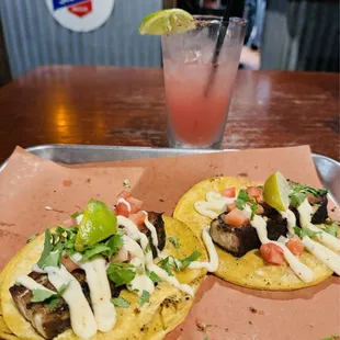 Pork Belly Tacos and Watermelon Margarita