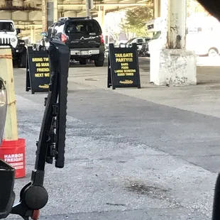 We're paying for food and drinks inside, parking should be free