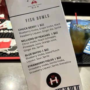 Fish bowl menu