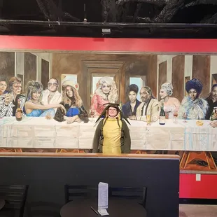 Mural of musicians during a Halloween visit.